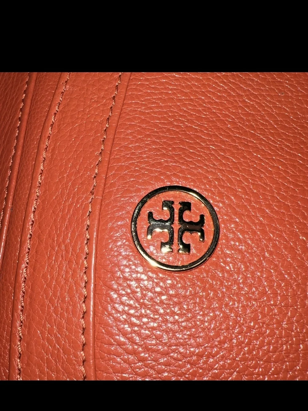 Tory Burch Burnt Orange Pebbled Leather Shoulder Bag